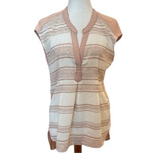 9 HI 5 button down sleeveless brown and cream top Sz S